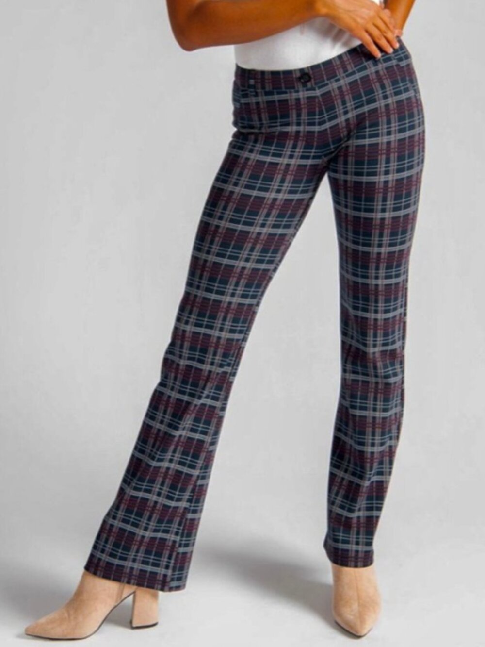 New Betabrand Scarlet Plaid Straight Deep Pocket Dress Pant Yoga Pants XXLarge